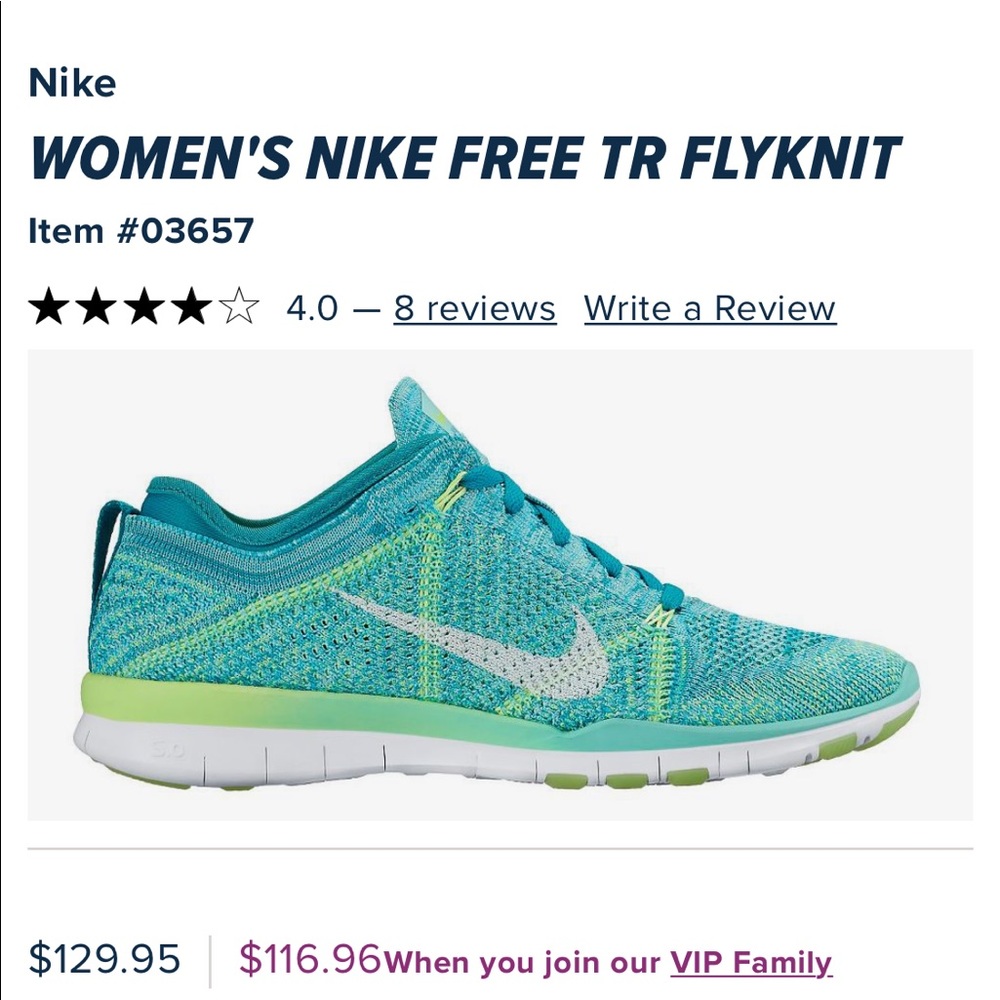 Nike Free TR Flyknit Training Shoes Turquoise Green Women’s Size 7